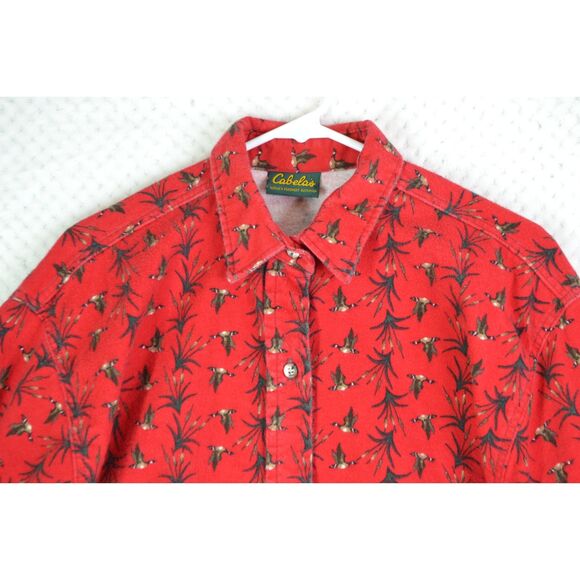 Cabela's Men's XL Vintage Red Flannel Flying Geese Heavyweight Button Up Shirt - Picture 11 of 11
